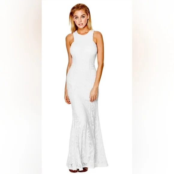 fitted lace wedding dress Amazon.com: Guess Womens Sleeveless Lace Up Long Safa Dress, Pure White,  Extra Large : Clothing, Shoes & Jewelry